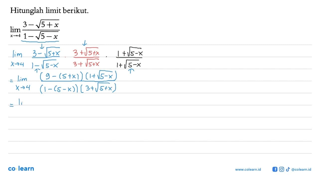 Hitunglah limit berikut.lim x -> 4