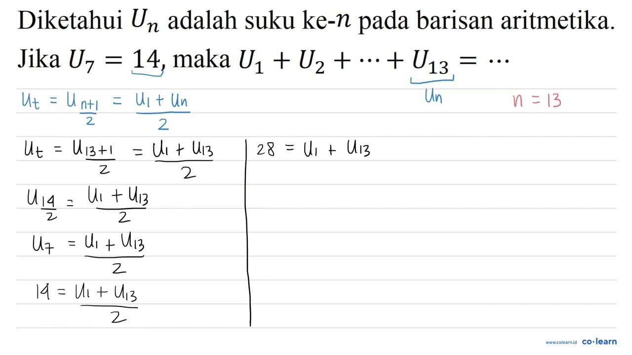 Diketahui U_(n) adalah suku ke- n pada barisan aritmetika.