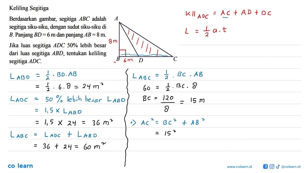 Keliling Segitiga Berdasarkan gambar, segitiga ABC adalah