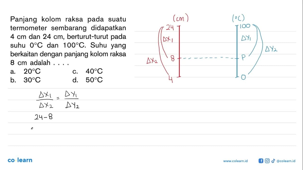 Panjang kolom raksa pada suatu termometer sembarang