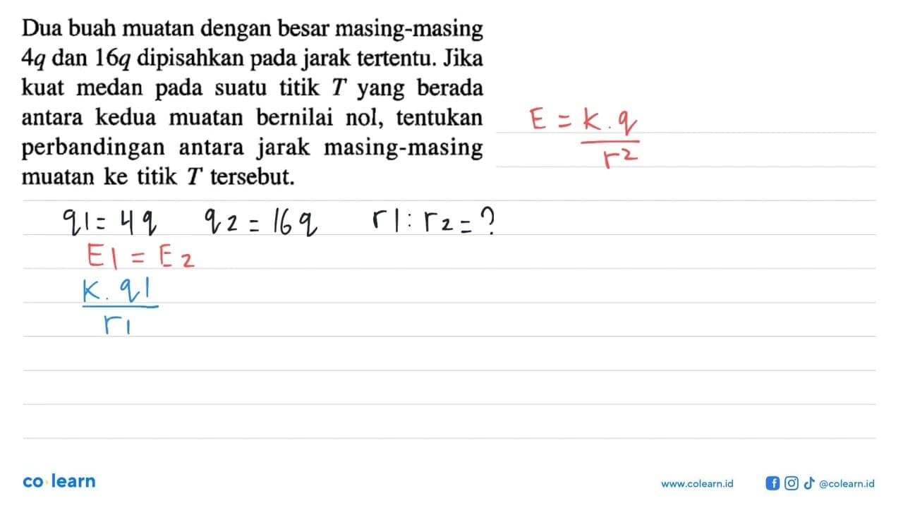 Dua buah muatan dengan besar masing-masing 4q dan 16q