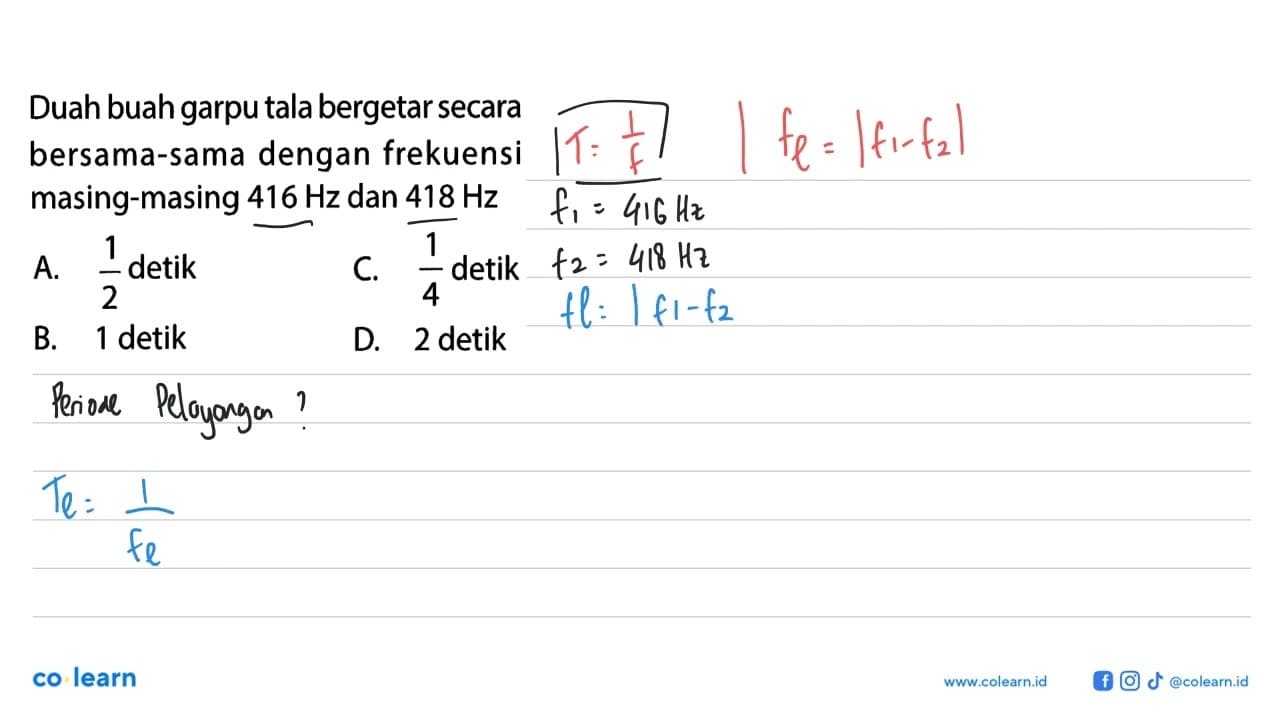 Duah buah garpu tala bergetar secara bersama-sama dengan