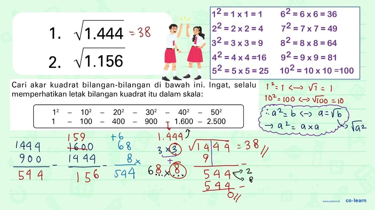 1. akar(1.444) 2. akar(1.156)