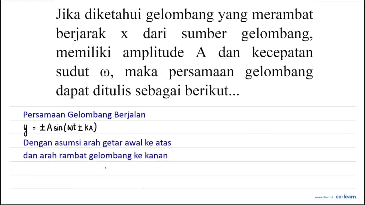 Jika diketahui gelombang yang merambat berjarak x dari