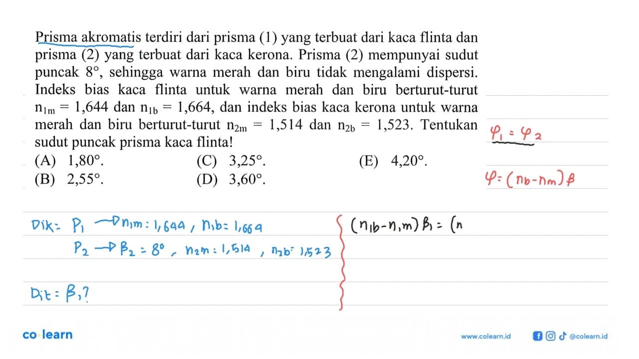 Prisma akromatis terdiri dari prisma (1) yang terbuat dari