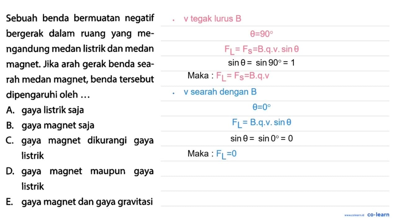 Sebuah benda bermuatan negatif bergerak dalam ruang yang