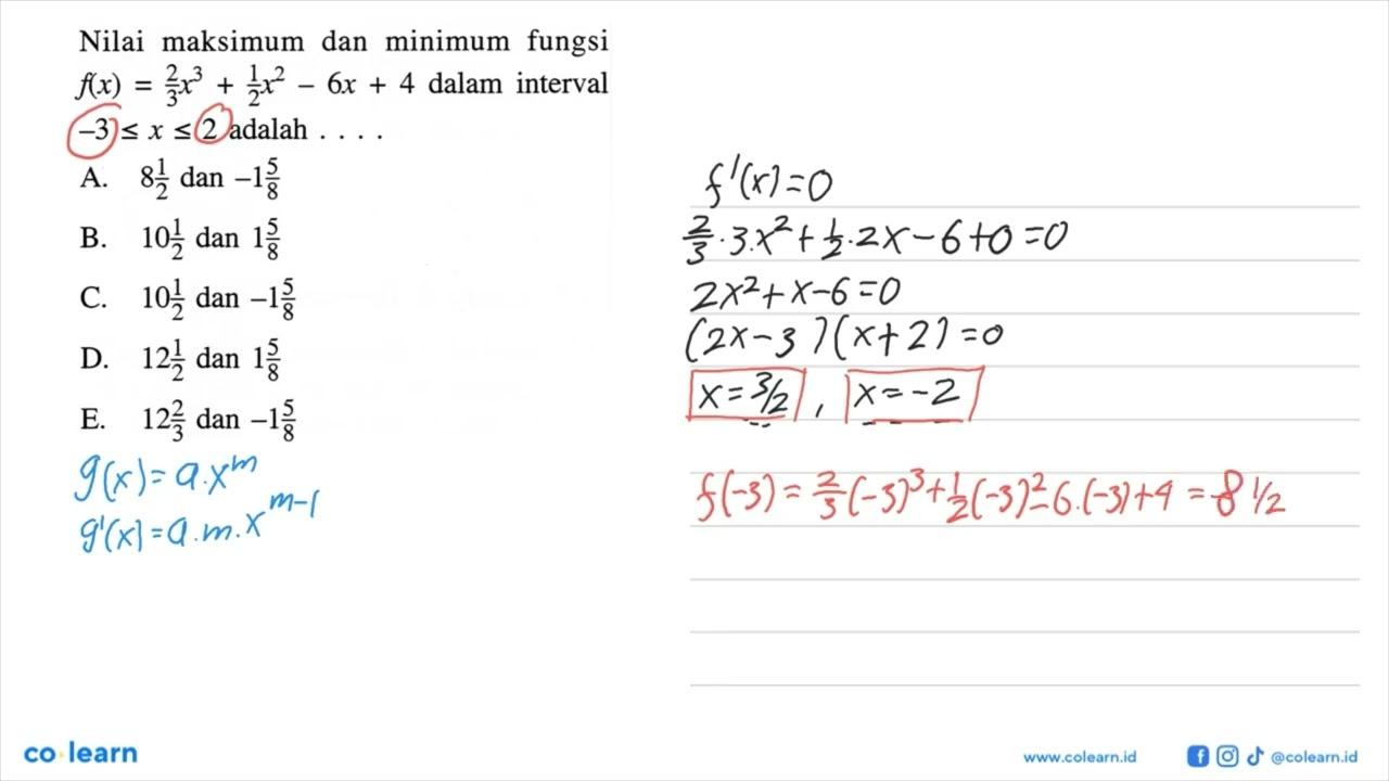 Nilai maksimum dan minimum fungsi