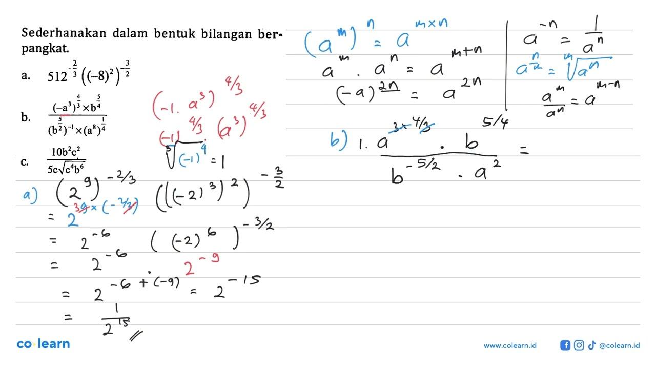 Sederhanakan dalam bentuk bilangan berpangkat a.