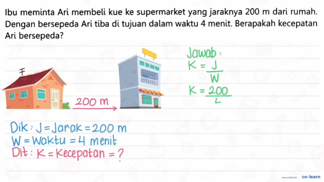 Ibu meminta Ari membeli kue ke supermarket yang jaraknya