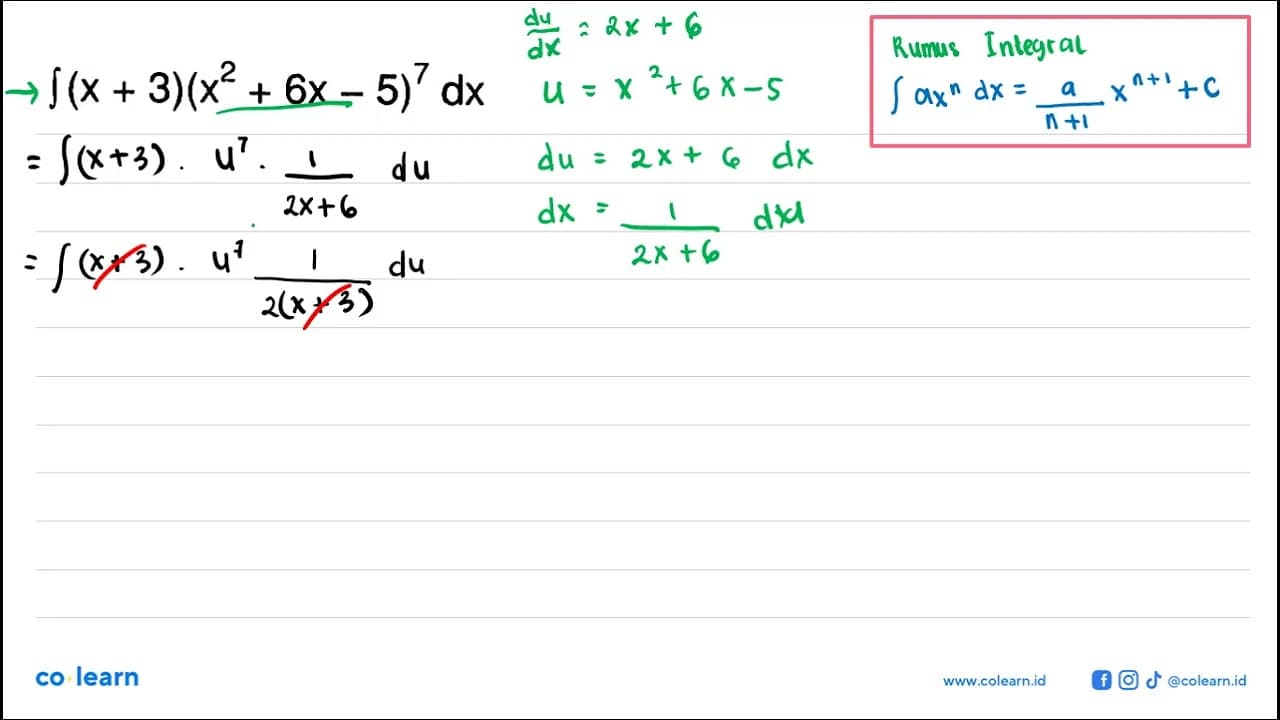 integral (x+3)(x^2+6x-5)^7 dx