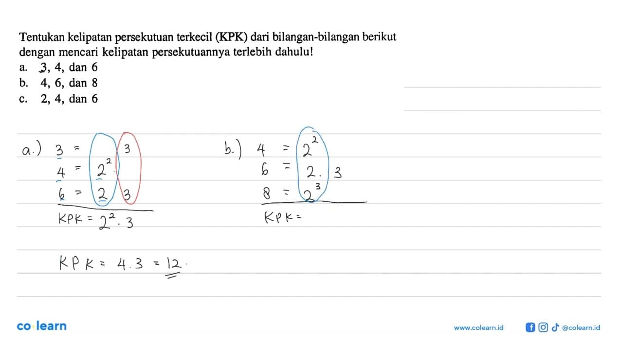 Tentukan kelipatan persekutuan terkecil (KPK) dari