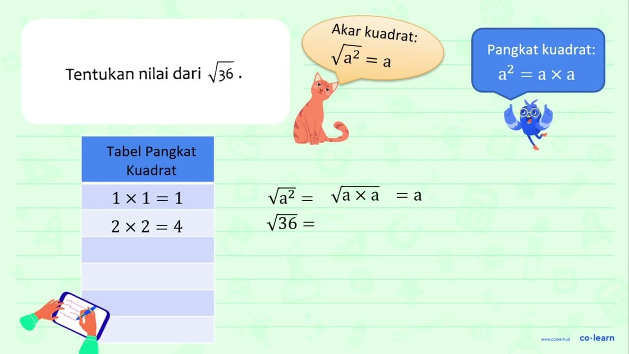 Tentukan nilai dari akar(36)