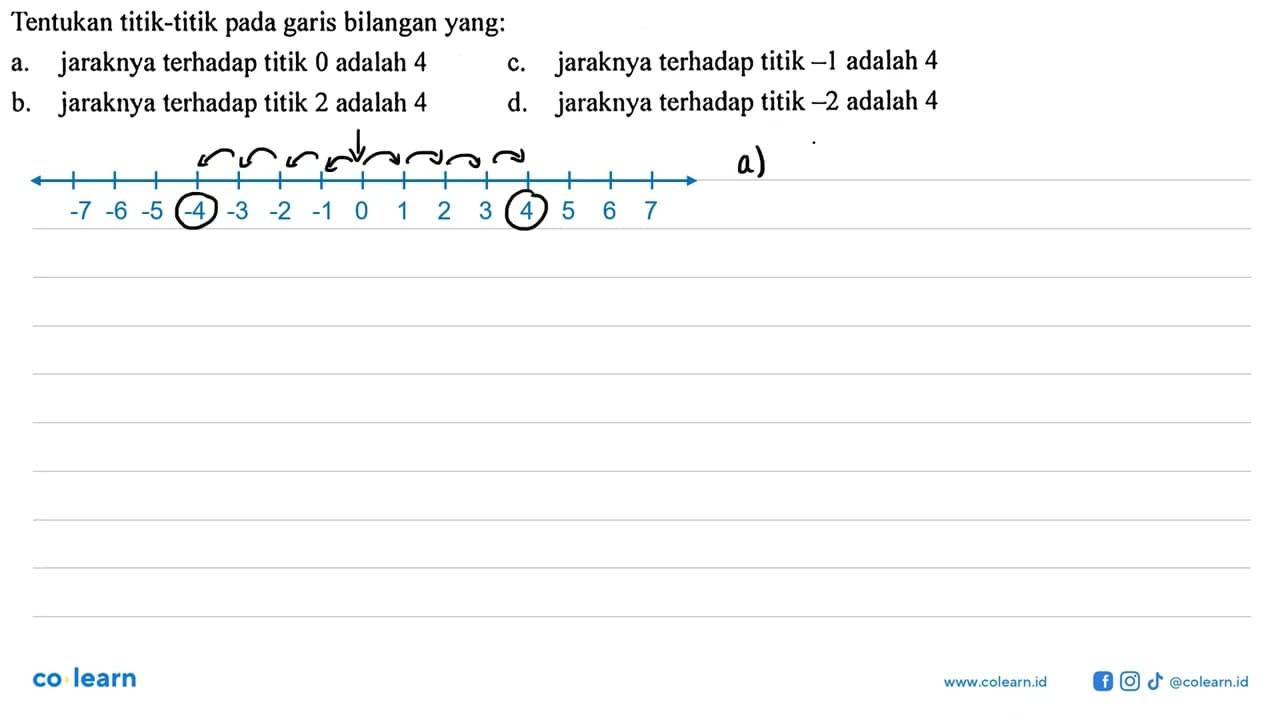 Tentukan titik-titik pada garis bilangan yang: a. jaraknya