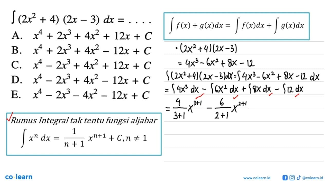 integral (2x^2+4)(2x-3) dx=...