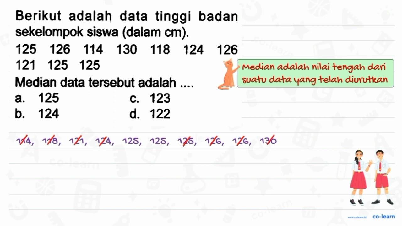 Berikut adalah data tinggi badan sekelompok siswa (dalam cm