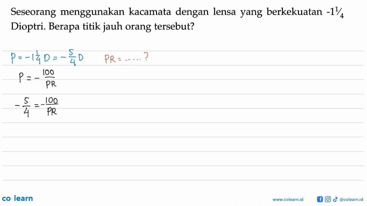 Seseorang menggunakan kacamata dengan lensa yang