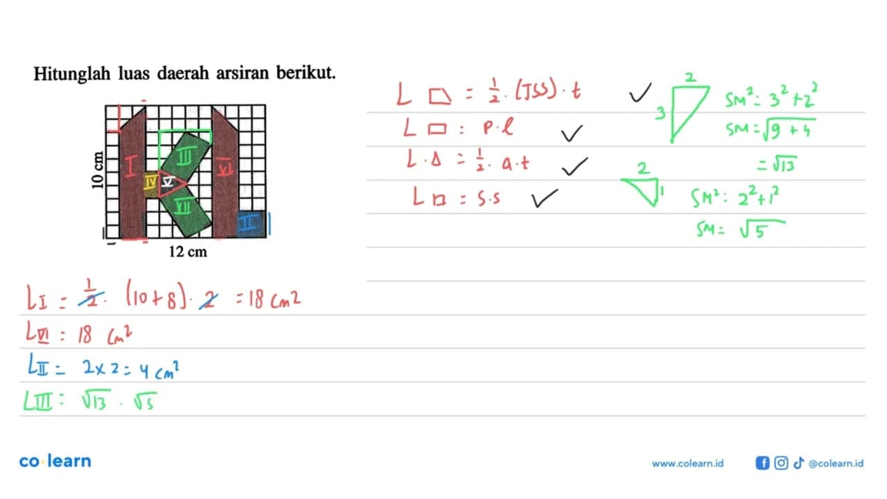Hitunglah luas daerah arsiran berikut. 10 cm 12 cm