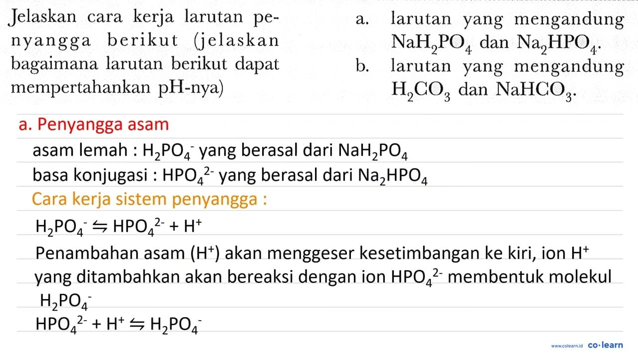 Jelaskan cara kerja larutan pe- a. larutan yang mengandung