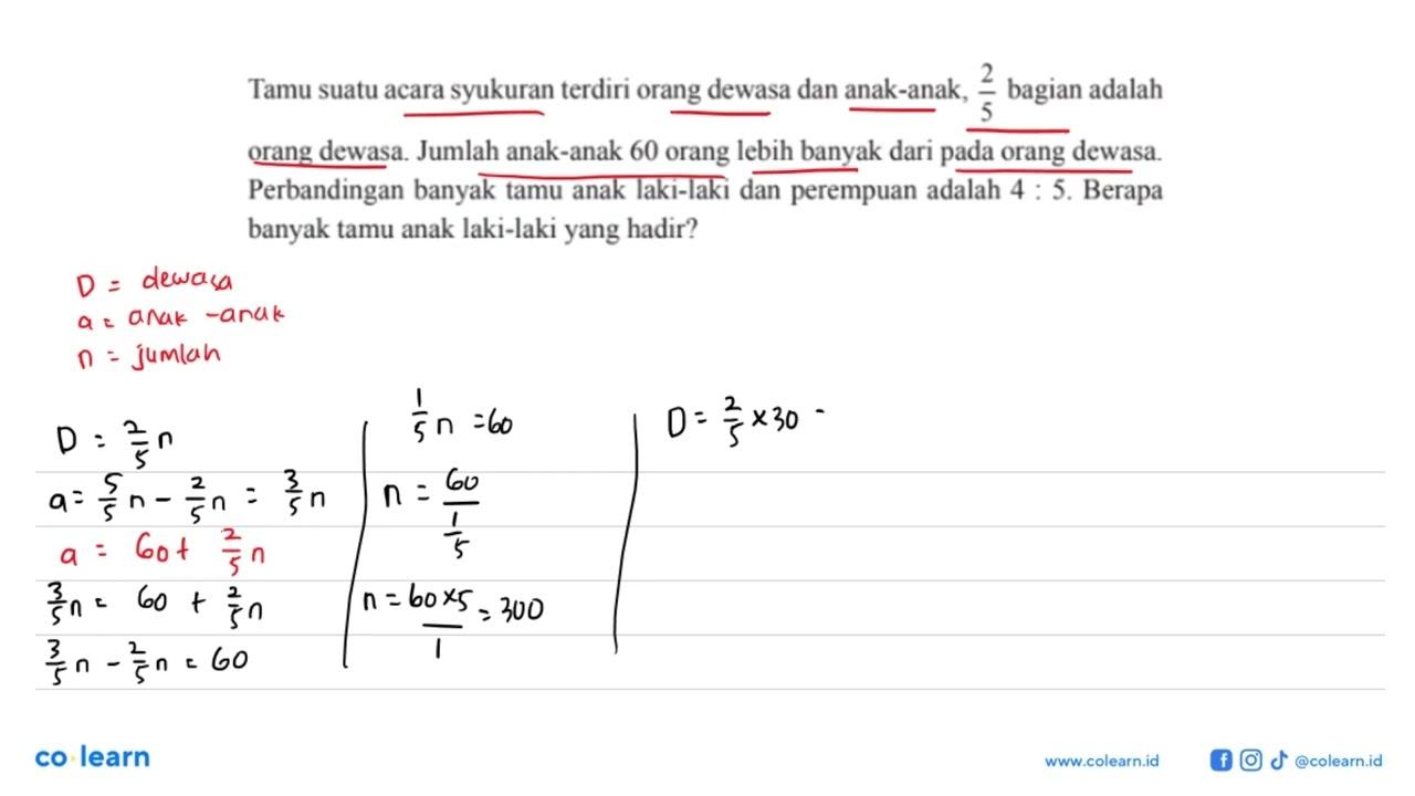 Tamu suatu acara syukuran terdiri orang dewasa dan