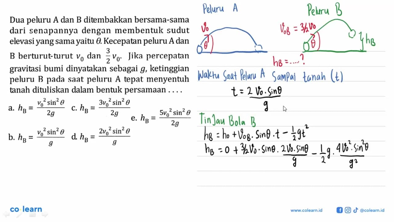 Dua peluru A dan B ditembakkan bersama-sama dari senapannya