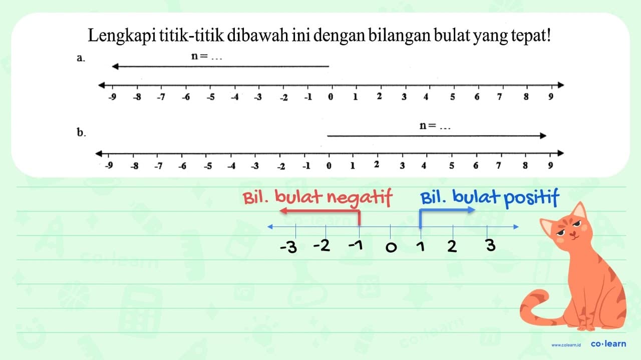 Lengkapi titik-titik dibawah ini dengan bilangan bulat yang