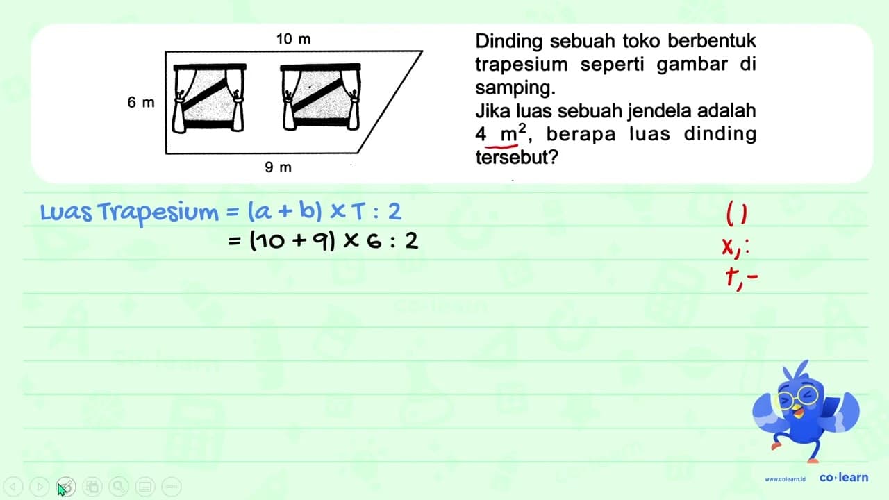 Dinding sebuah toko berbentuk trapesium seperti gambar di