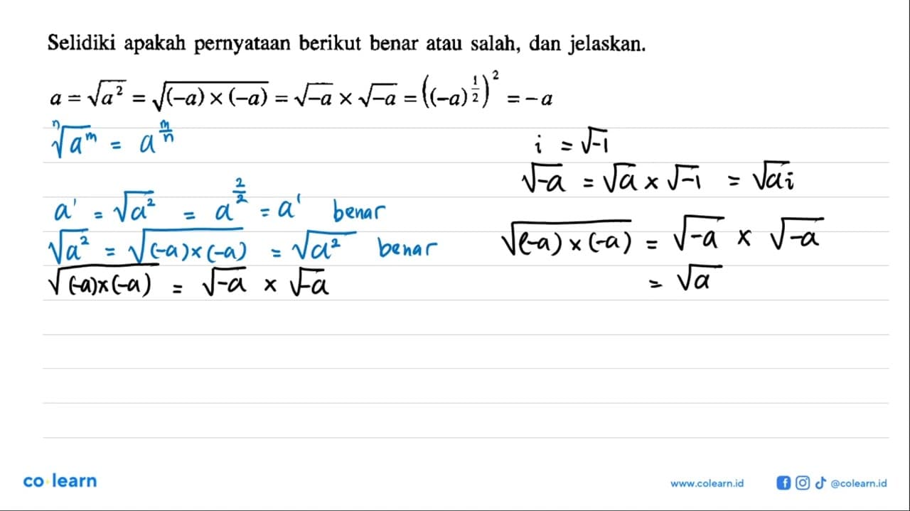 Selidiki apakah pernyataan berikut benar atau salah, dan