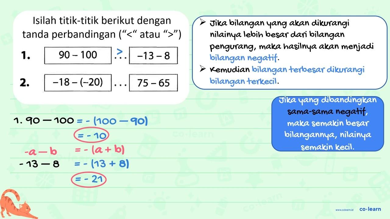 1. 90 - 100 .... -13 -8 2. -18 - -(20) ... 75 - 65