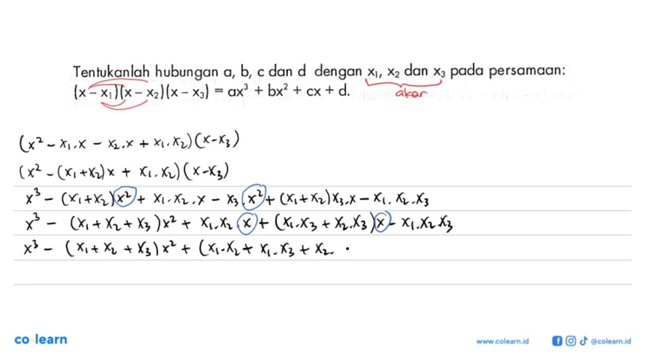 Tentukanlah hubungan a, b, c dan d dengan x1, x2 dan x3