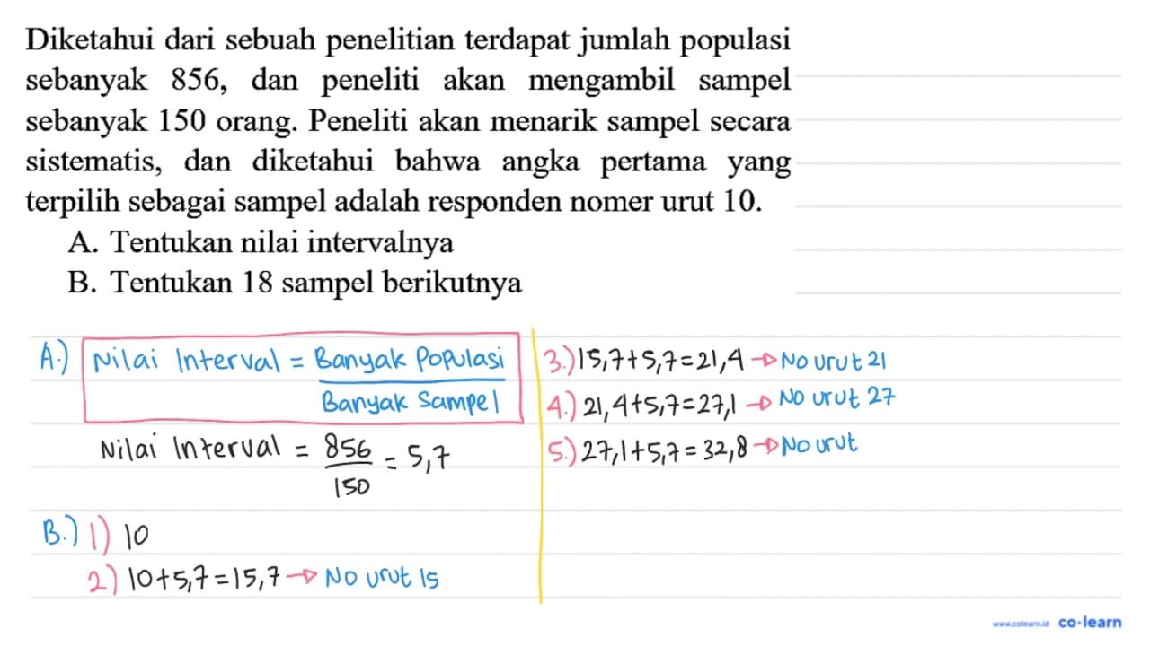 Diketahui dari sebuah penelitian terdapat jumlah populasi