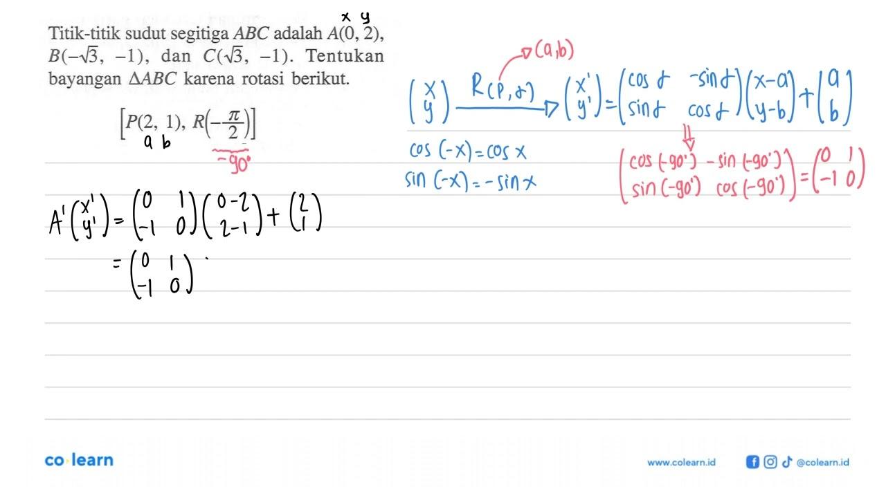 Titik-titik sudut segitiga ABC adalah