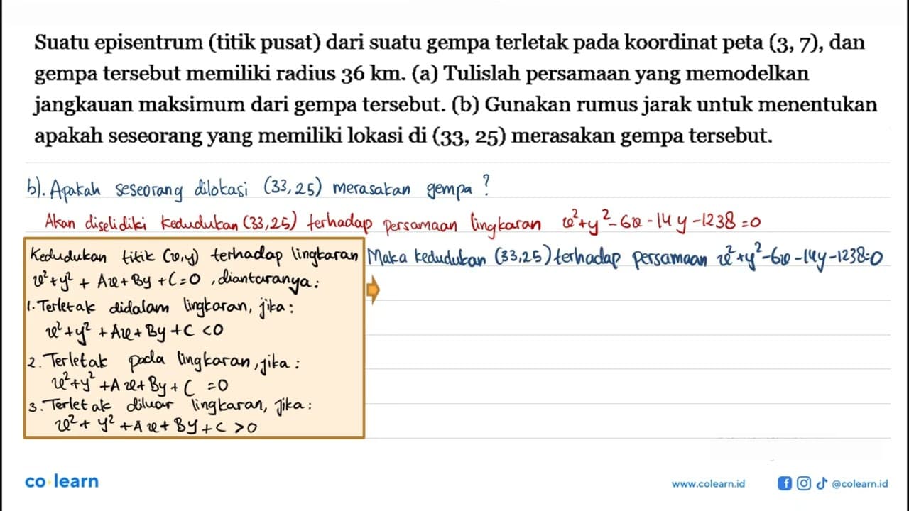 Suatu episentrum (titik pusat) dari suatu gempa terletak