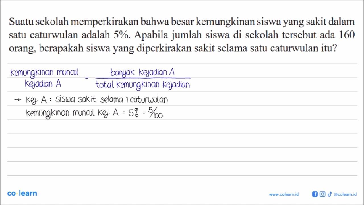 Suatu sekolah memperkirakan bahwa besar kemungkinan siswa