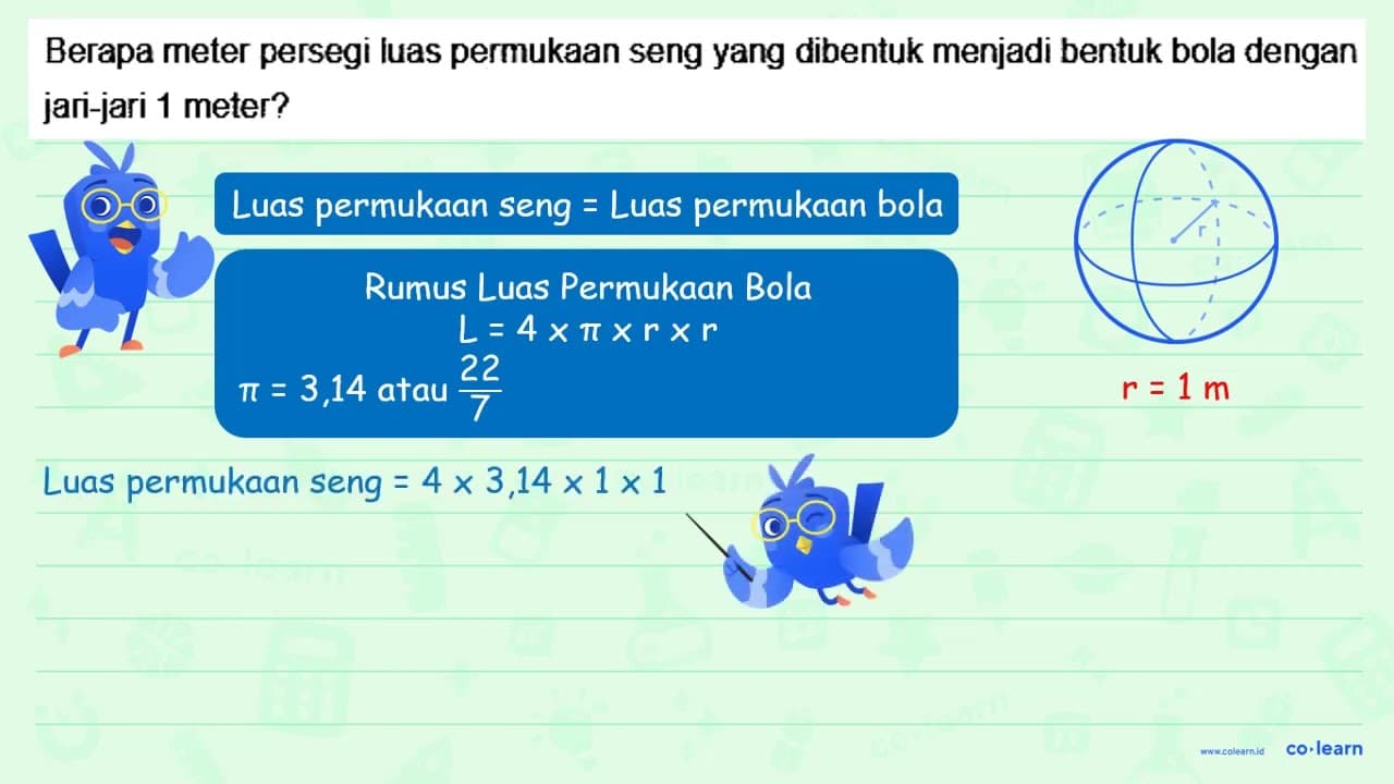 Berapa meter persegi luas permukaan seng yang dibentuk