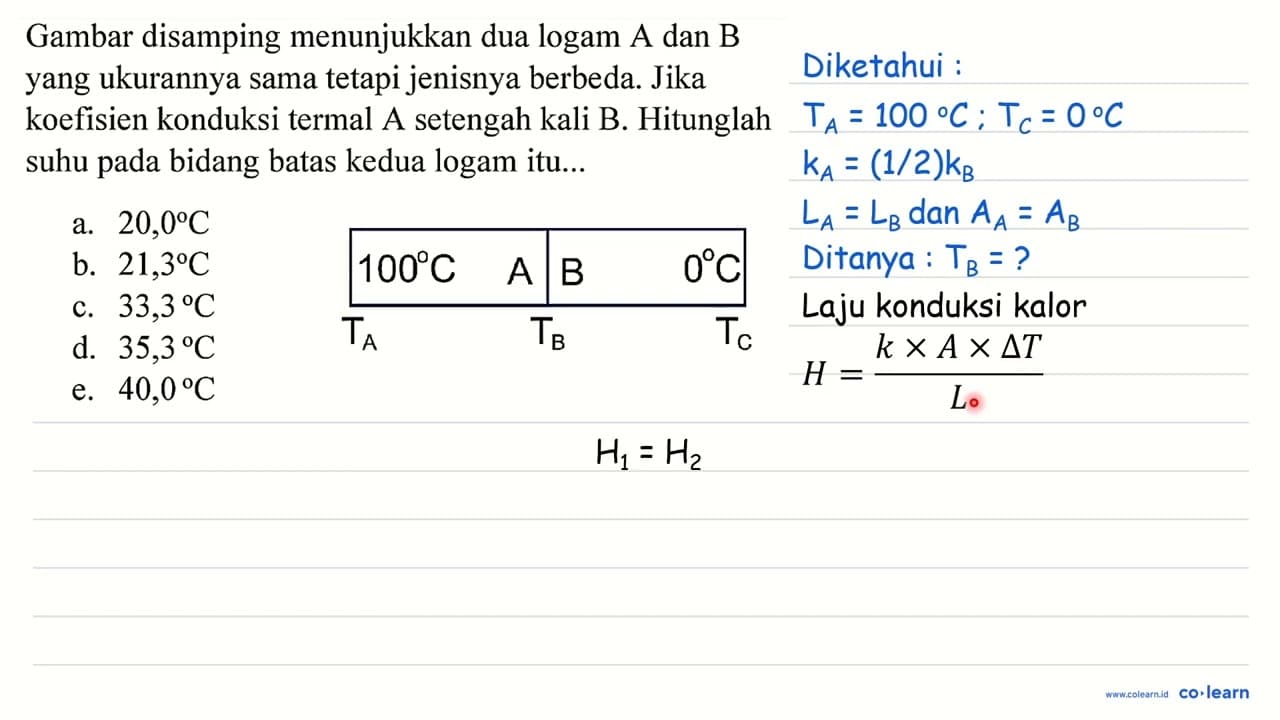 Gambar disamping menunjukkan dua logam A dan B yang