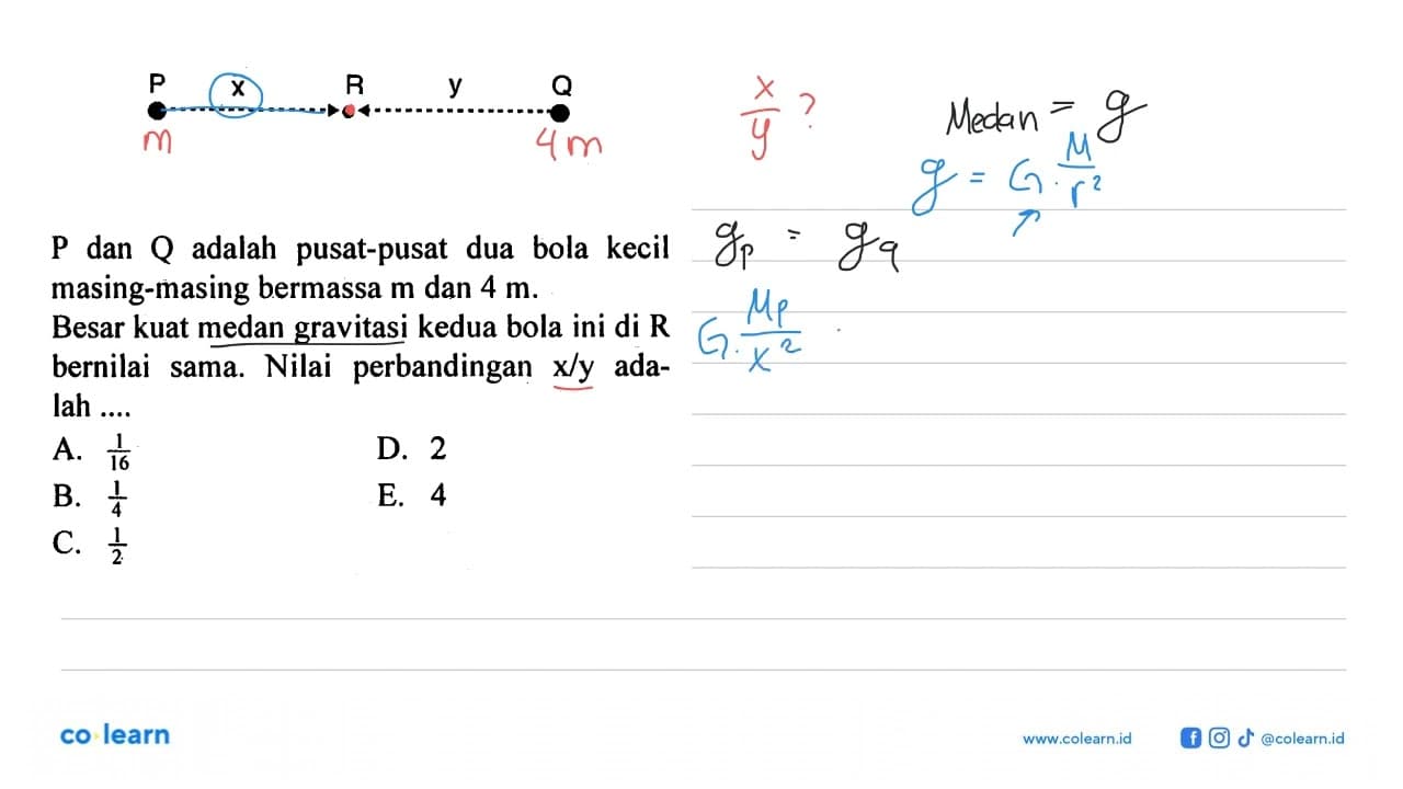 P x R y QP dan Q adalah pusat-pusat dua bola kecil