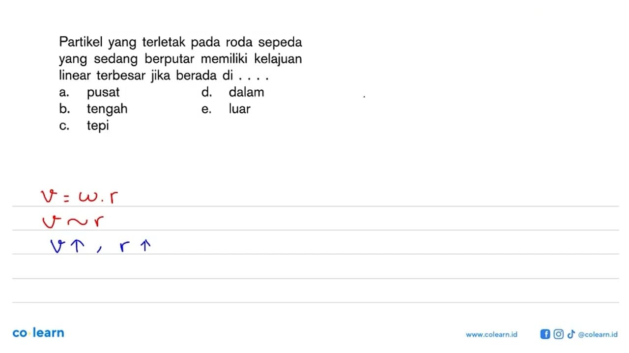 Partikel yang terletak pada roda sepeda yang sedang