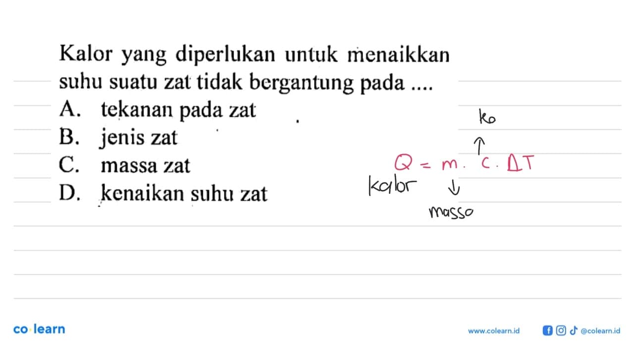 Kalor yang diperlukan untuk menaikkan suhu suatu zat tidak