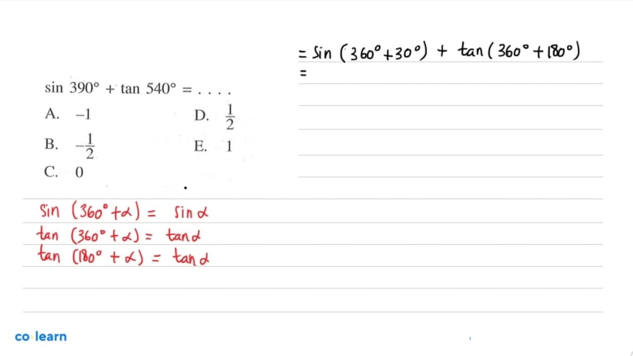 sin 390+tan 540=