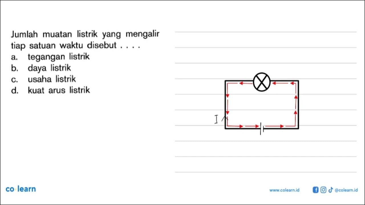 Jumlah muatan listrik yang mengalir tiap satuan waktu