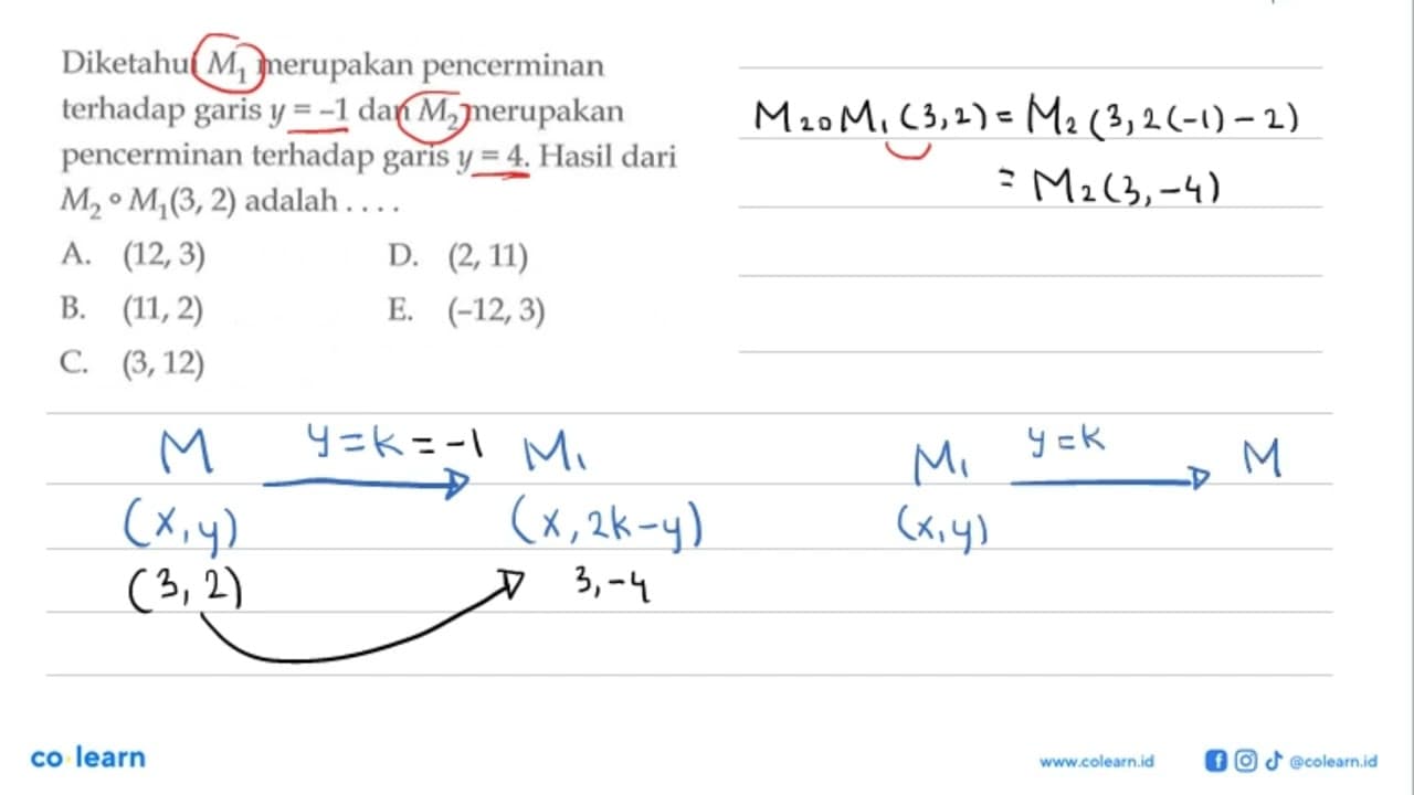 Diketahui M1 merupakan pencerminan terhadap garis y=-1 dan