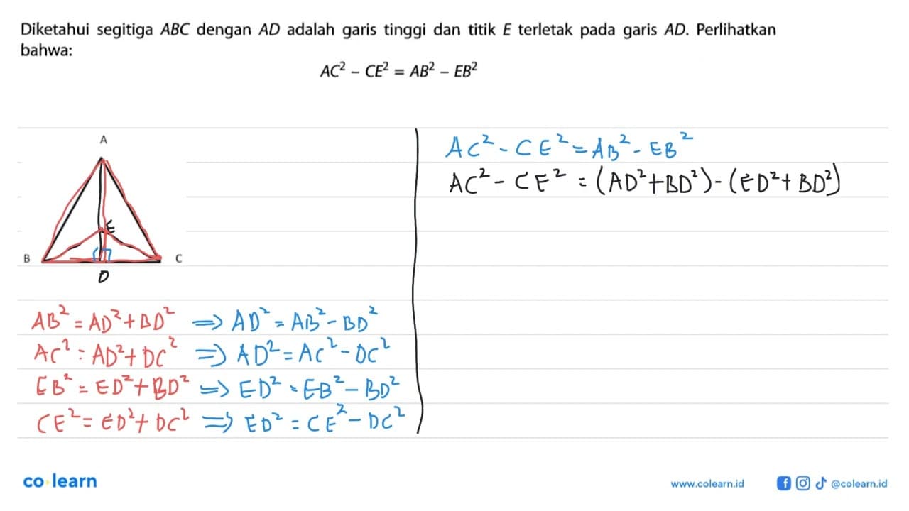 Diketahui segitiga ABC dengan AD adalah garis tinggi dan