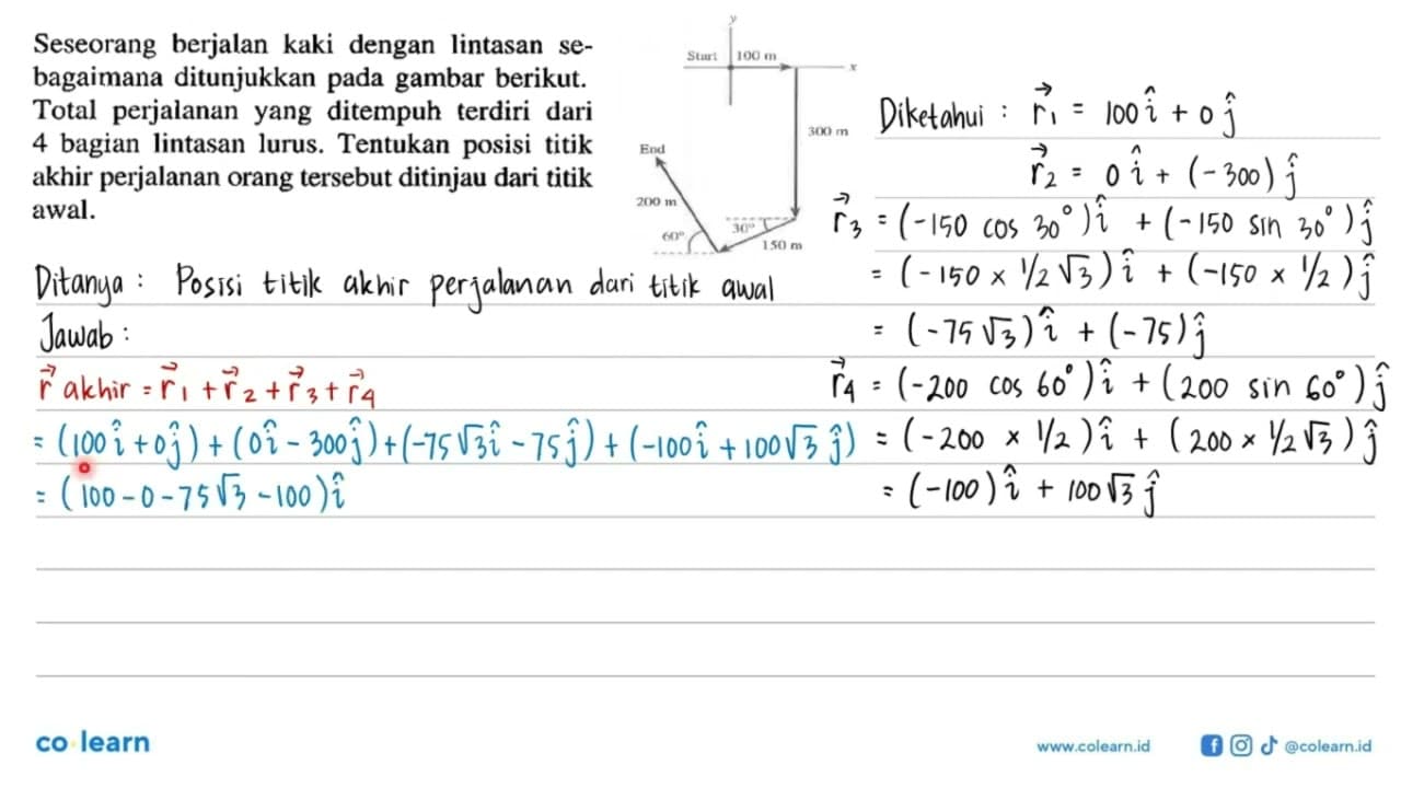 Seseorang berjalan kaki dengan lintasan se-bagaimana