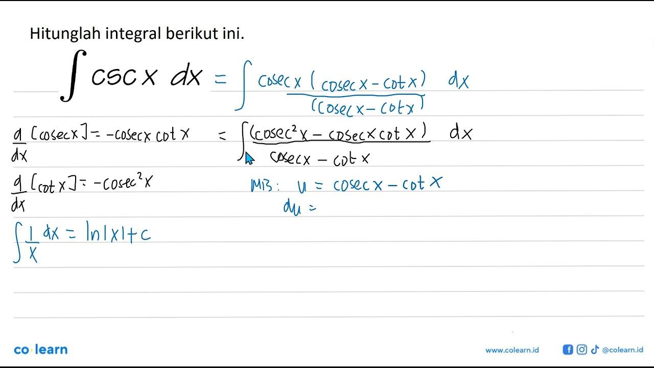 integral csc x dx