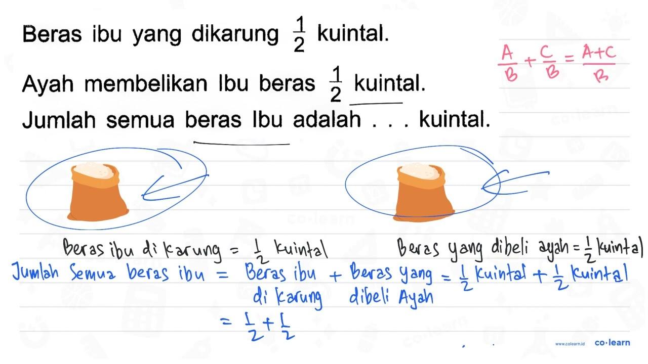 Beras ibu yang dikarung 1/2 kuintal. Ayah membelikan Ibu