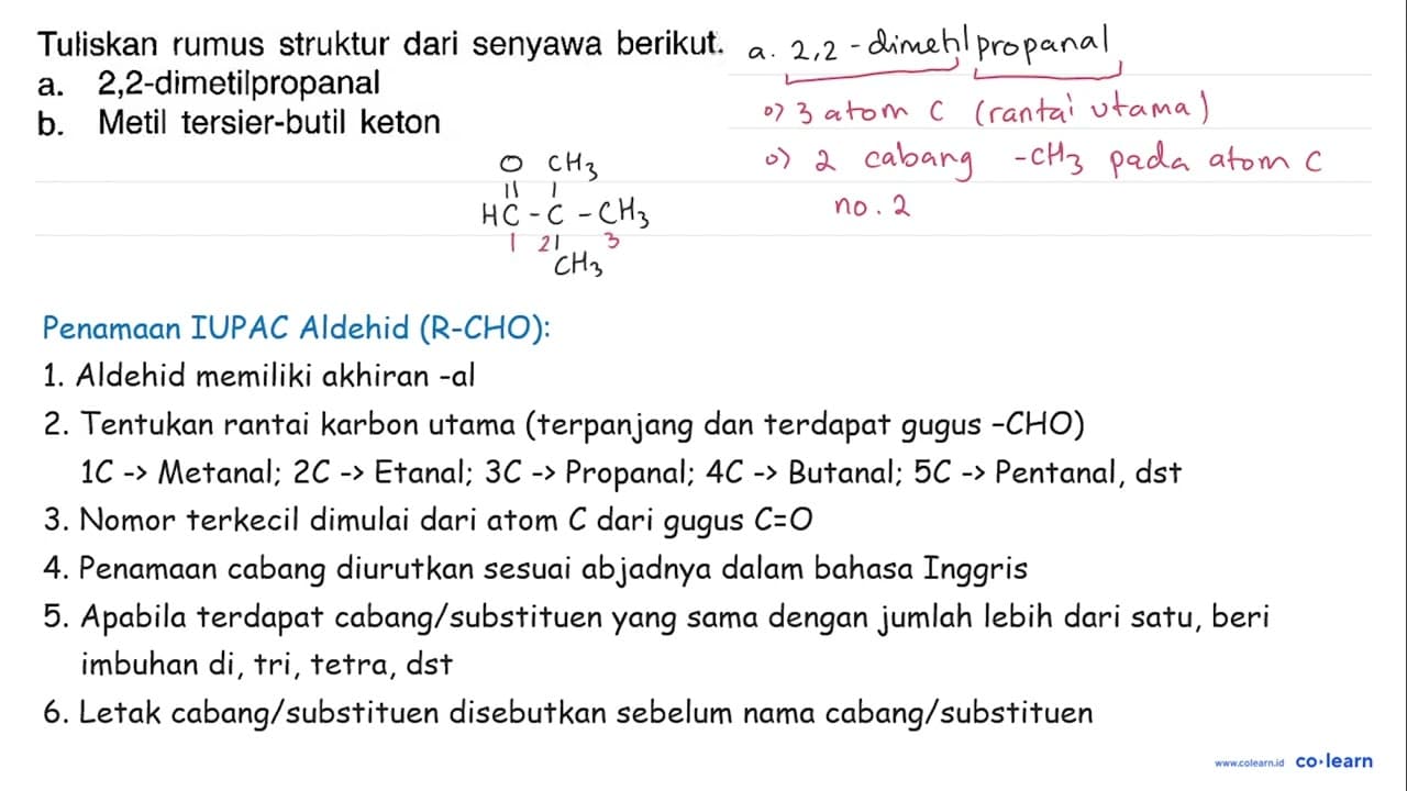 Tuliskan rumus struktur dari senyawa berikut. a.