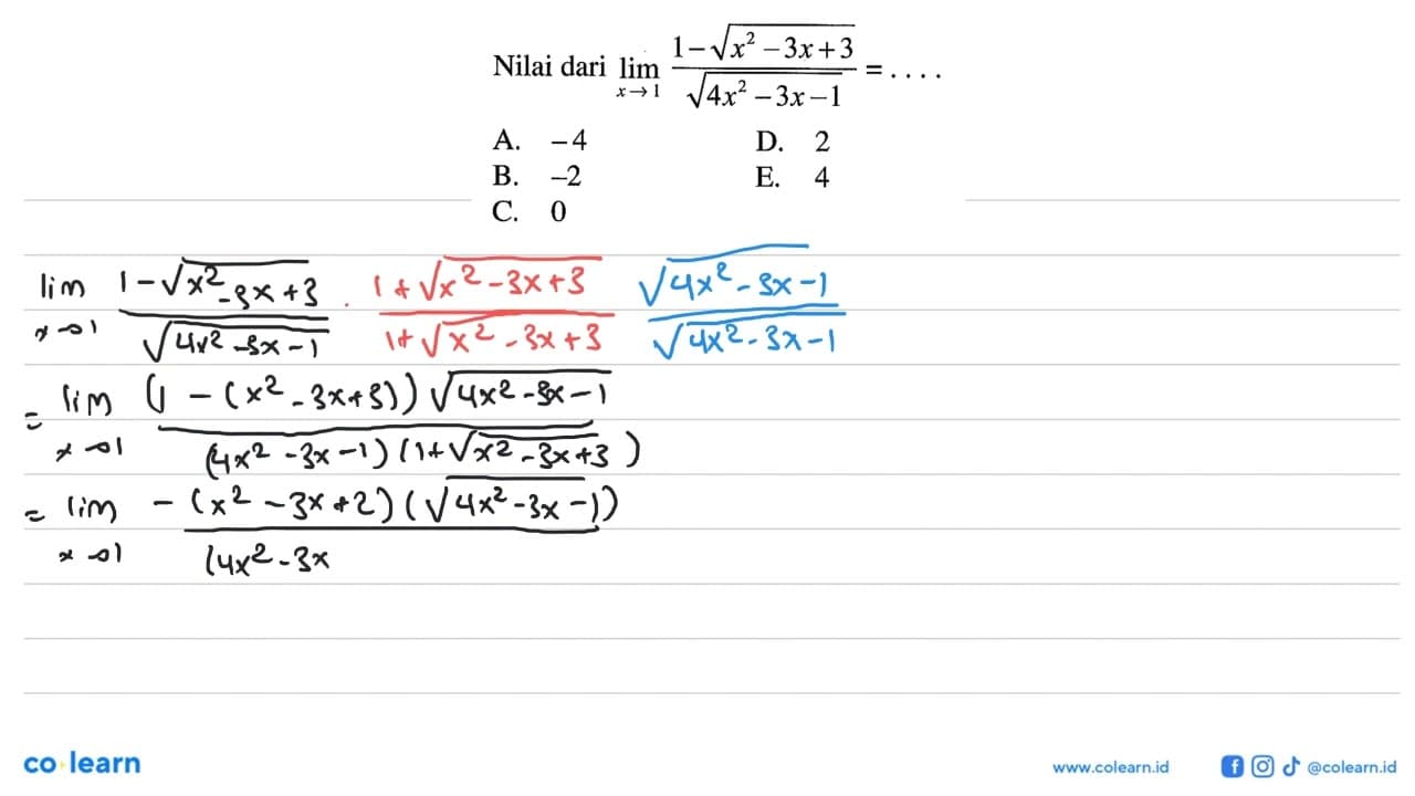 Nilai dari lim x->1