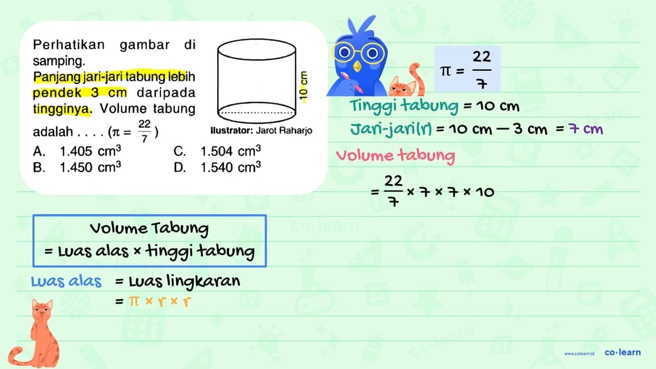 Perhatikan gambar di samping. Panjang jari-jari tabung