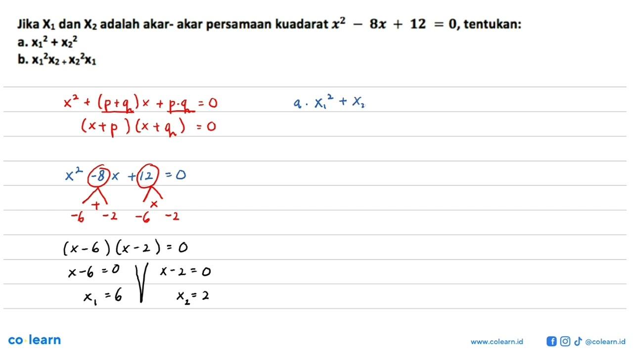 Jika x1 dan x2 adalah akar-akar persamaan kuadrat x^2 - 8x