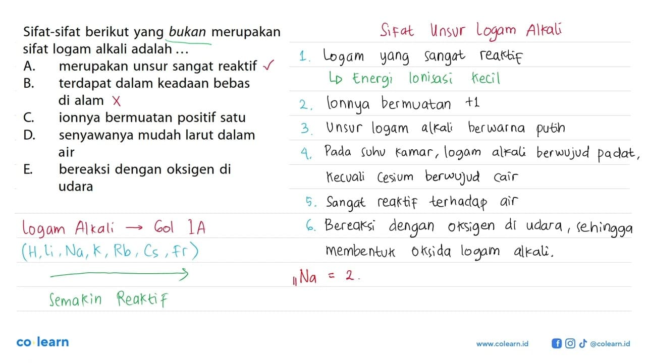 Sifat-sifat berikut yang bukan merupakan sifat logam alkali